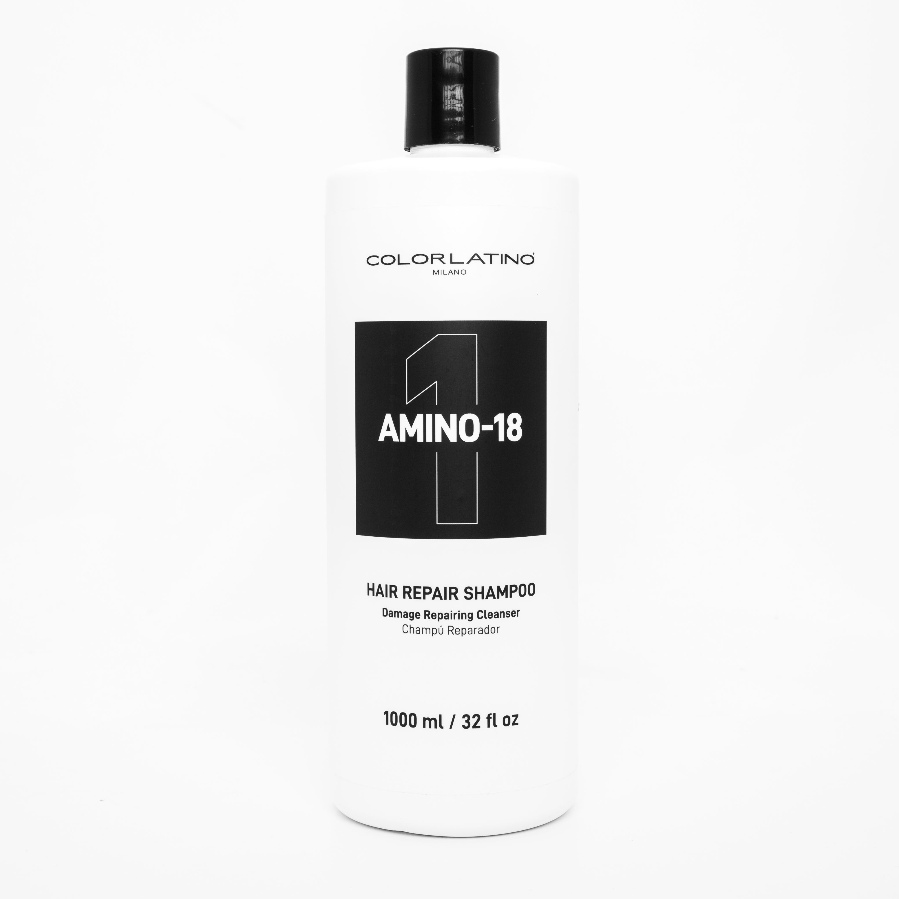 Amino-18 hair repair shampoo bottle on a white background