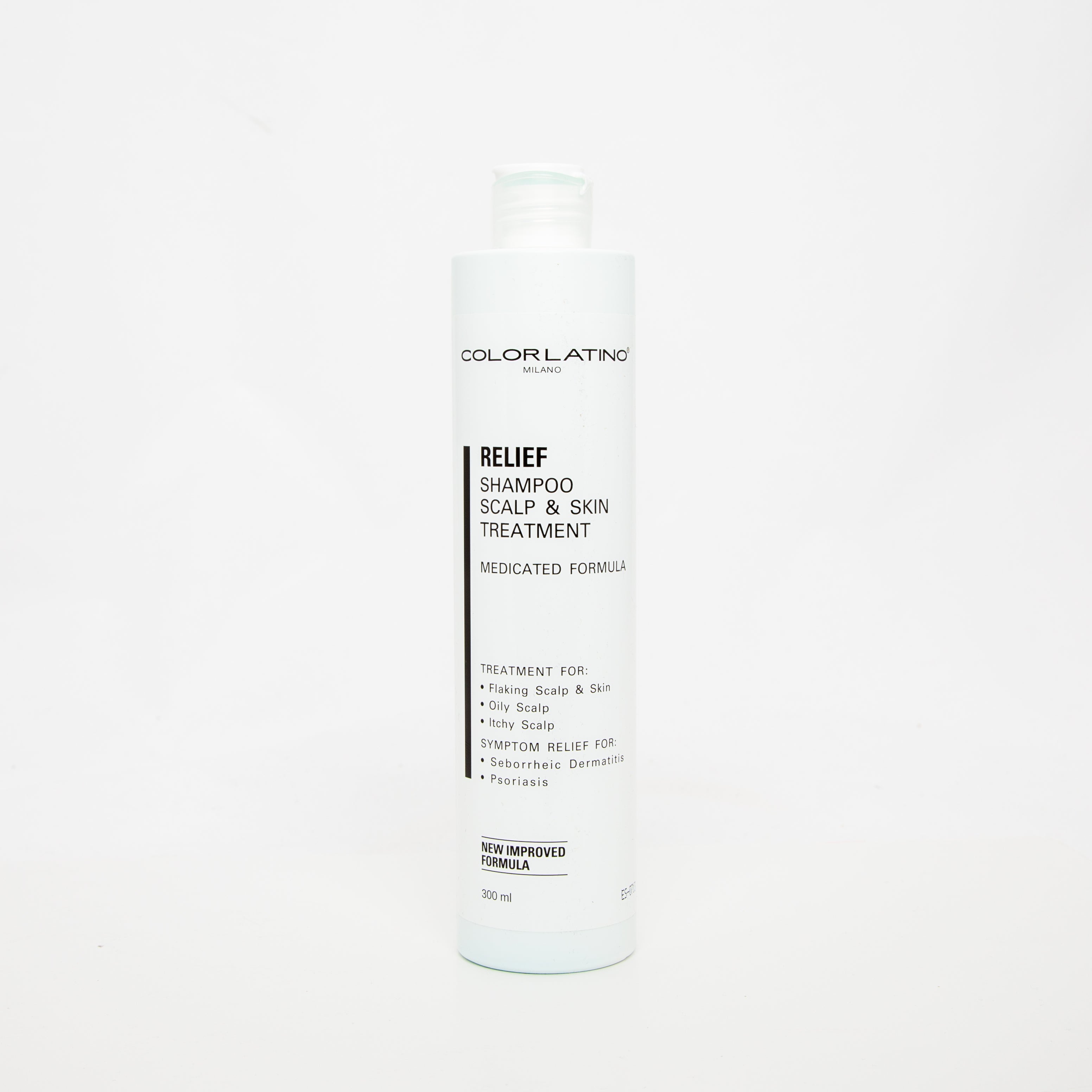 Shampoo bottle labeled 'Color Latino' on a white background